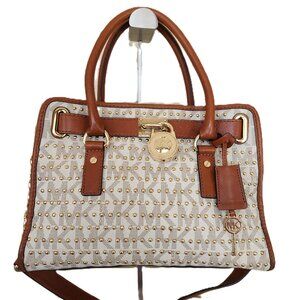 Michael Kors Signature Gold Studded Shoulder Bag Purse